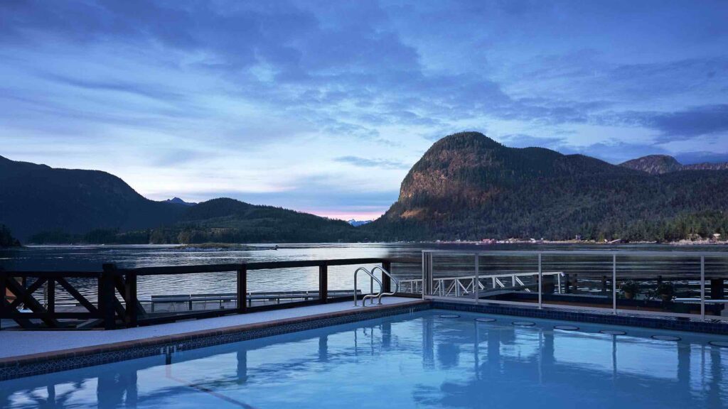Sonora Resort swimming pool with sea and mountain views