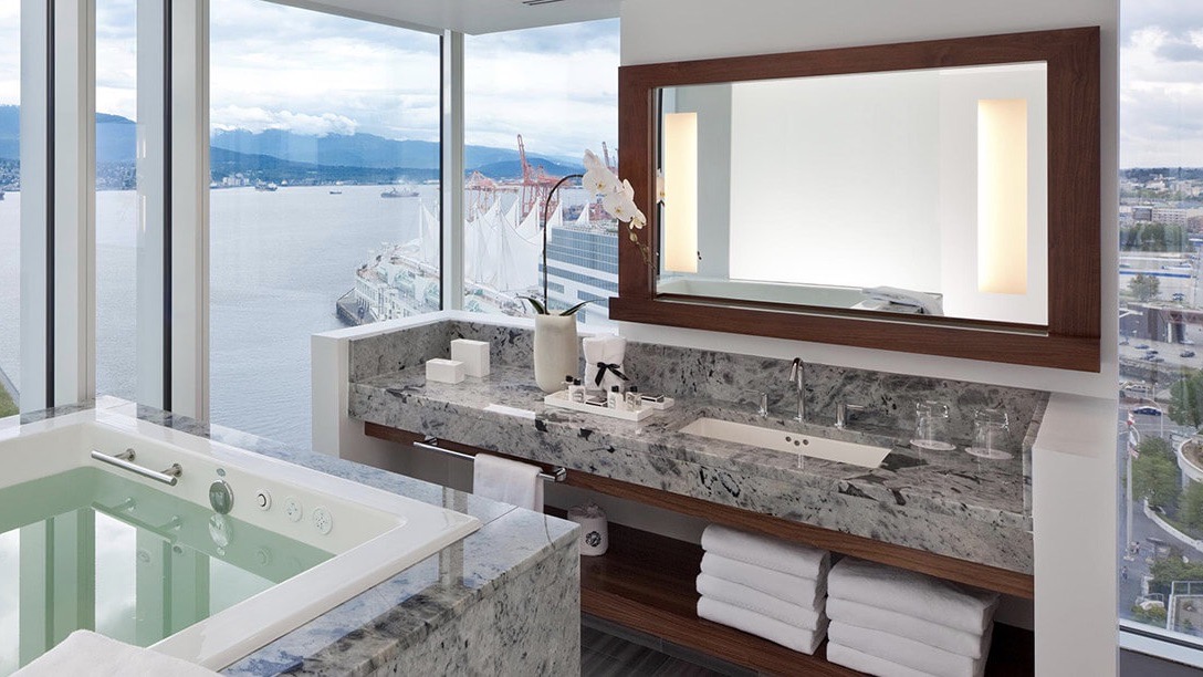 Signature Ofuro Room Bathroom at Fairmont Pacific Rim onw od top luxury hotels in Vancouver